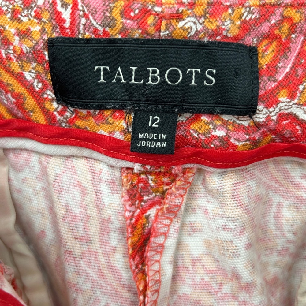 Talbots Womens Orange Red‎ Paisley Print Chino Shorts Size 12 Summer Vacation - Picture 4 of 6